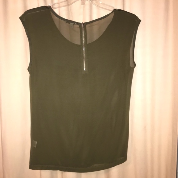 Small Olive Green Top with Cap Sleeves - Picture 2 of 6